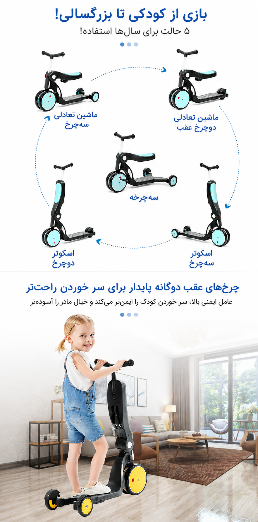 حالت های مختلف اسکوتر کودک