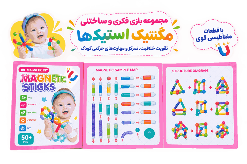 مگنتیک استیک 70 تکه مدل 158-43 | اسباب‌بازی ساختنی مغناطیسی - تصویر 3